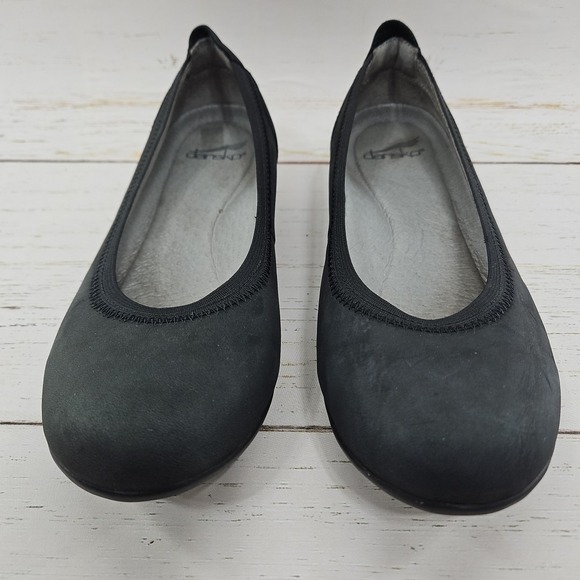 Dansko Womens Kristen Black Nubuck Leather Ballet Flats Slip On Shoes EU 37 US 7 - Picture 4 of 10